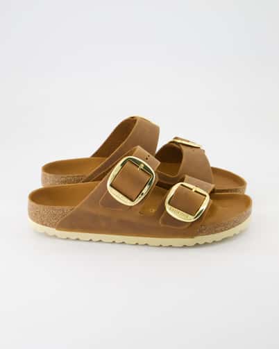 Birkenstock Arizona Big Buckle Leder Pantoletten in Braun
