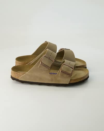 Birkenstock Arizona Leder Pantoletten in Braun