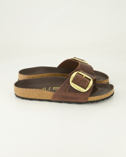 Birkenstock Madrid Big Buckle Pantoletten in Braun