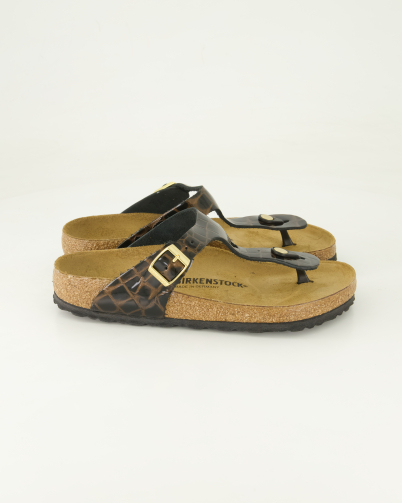 Birkenstock Gizeh Lackleder Zehentrenner in Braun