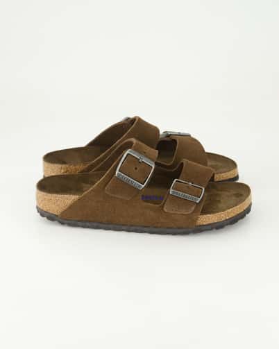 Birkenstock Arizona Veloursleder Pantoletten in Braun