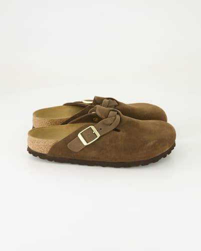 Birkenstock Boston Braided Pantoletten in Braun