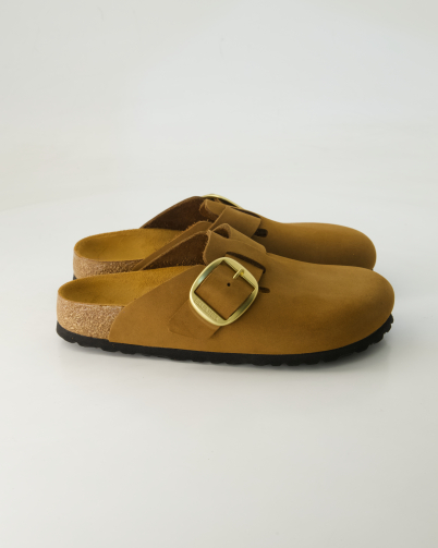 Birkenstock Boston Big Buckle Pantoletten in Braun
