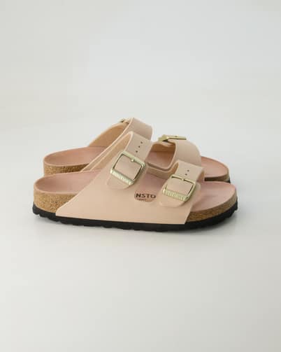 Birkenstock Arizona Birko-Flor Pantoletten in Beige