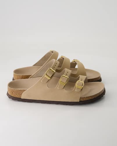 Birkenstock Florida Fresh Nubukleder Pantoletten in Beige