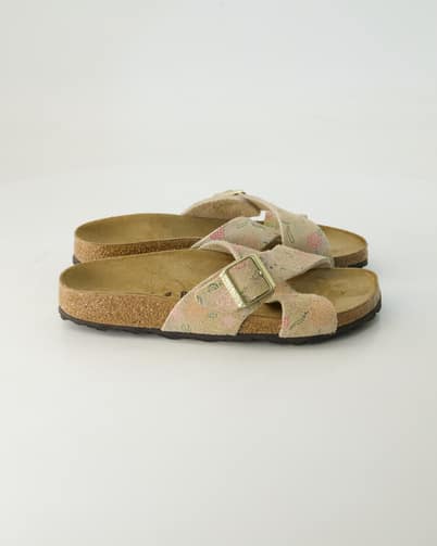 Birkenstock Siena Veloursleder Pantoletten in Beige