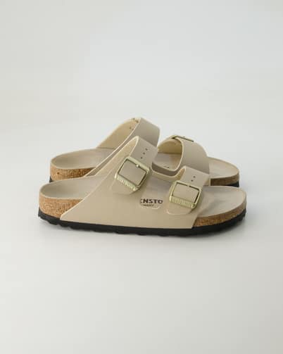 Birkenstock Arizona Birko-Flor Pantoletten in Beige