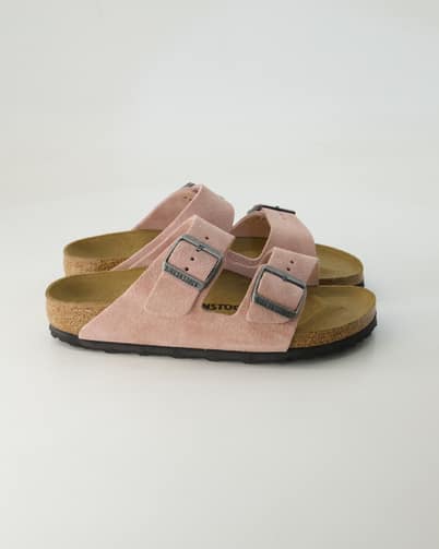 Birkenstock Arizona Veloursleder Pantoletten in Rosa