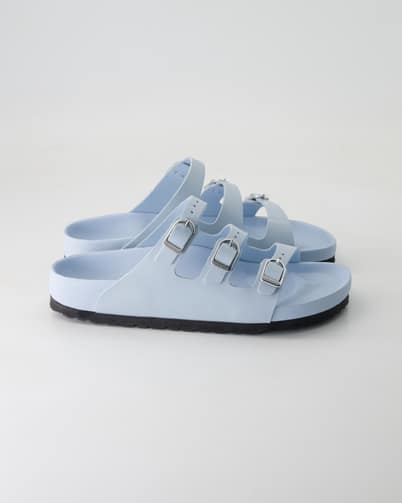 Birkenstock Florida Fresh Leder Pantoletten in Blau