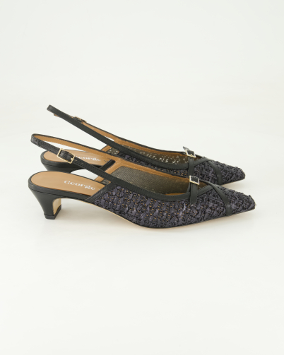 George Watts R604 Slingpumps in Schwarz