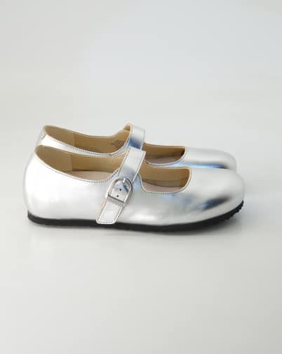 Birkenstock Santa Clarita Leder Ballerinas in Silber
